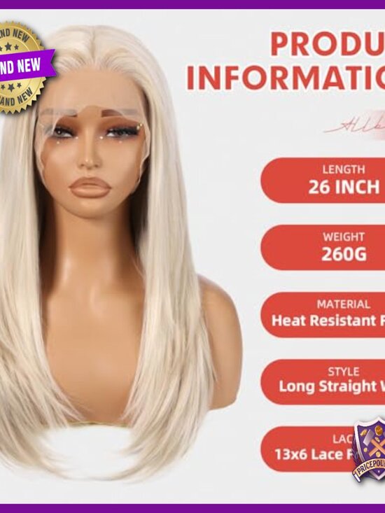 22 Inch Straight Synthetic Lace Front Wig Glueless Heat Resistant Adjustable main image 6